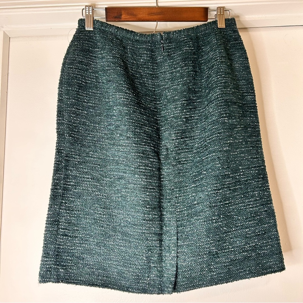 Norton McNaughton Turquoise and Green Tweed Mini Skirt - Size 8 (NWOT) - Picture 3 of 10